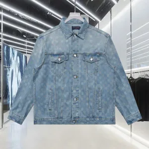 Reps Louis Vuitton Outerwear Red Jacquard Denim Pattern Slim Fit