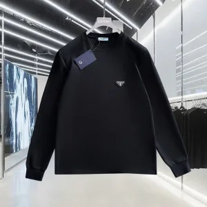 Luxury Prada Cotton Long-Sleeved T-Shirt For Fall