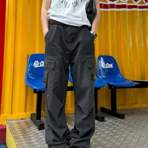 Designer Stone Island Trousers Red Cotton Pure Twill Fabric Breathable And Not Stuffy Retro Wash Autumn Winter