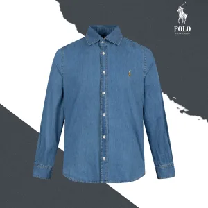Luxury High Quality Ralph Lauren Shirt Red Cotton Jacquard Denim