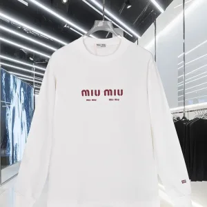 Aaa Miu Miu Cotton Long-Sleeved T-Shirt For Autumn