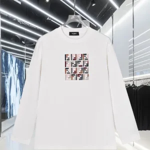 Luxury Fendi Cotton Long-Sleeved T-Shirt For Fall