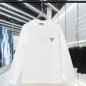 Luxury Designer Prada Cotton Long-Sleeved T-Shirt For Fall