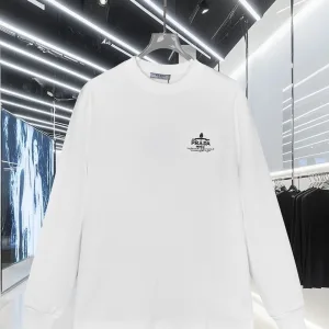 1:1 Prada Cotton Long-Sleeved T-Shirt For Fall