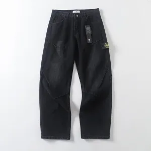 AAA Stone Island Jeans Green Cotton Pure Denim Running Retro Blue Environmentally Friendly Dyeing Double Needle Stitching Side Pockets