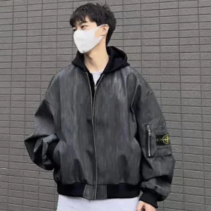 Super Clone Stone Island Jacket Red Cotton Pu Leather Soft And Smooth Sophistication Environmentally Friendly Dyeing