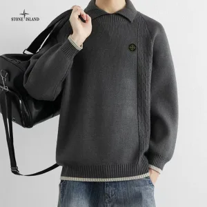 High Quality AAA Stone Island Coat Red Wool Jacquard Exquisite Workmanship