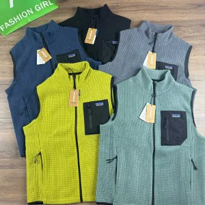 AAA Patagonia Vest Yellow Cotton Polyester Fleece Jacquard Autumn Winter And