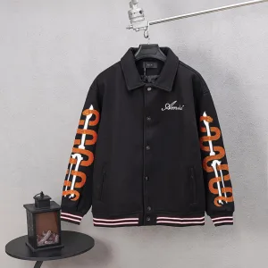 Luxury Ami Jacket Red Wool Jacquard Exquisite Workmanship Embroidery
