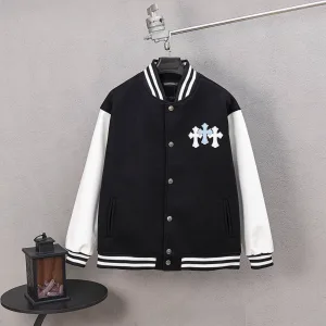 Super Clone Designer Chrome Hearts Jacket Red Wool Jacquard Street Style Understated Luxury Embroidery