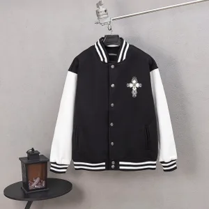 AAA Chrome Hearts Jacket Red Wool Jacquard Street Style Understated Luxury Embroidery