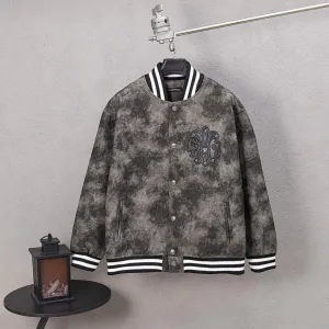 High Quality Chrome Hearts Jacket Red Wool Jacquard Street Style Understated Luxury Embroidery