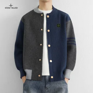 Super Clone Stone Island Sweater Blue Knitted Fabric