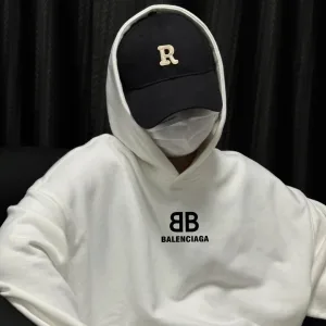 Luxury High Quality Balenciaga Hoodie Red Cotton Fleece