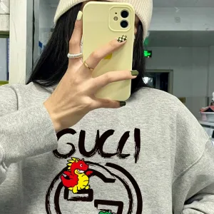 High Quality Gucci Hoodie Black Cotton Fleece Autumn