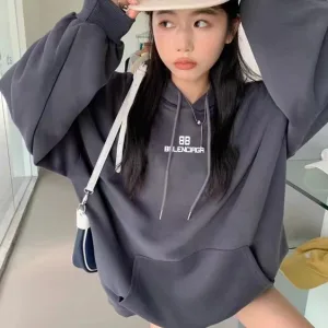 High Quality Designer Balenciaga Hoodie Red Cotton Fleece
