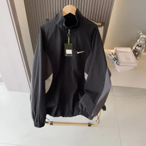 AAA Nike Jacket Black Nylon Fabric Patch Side Pockets