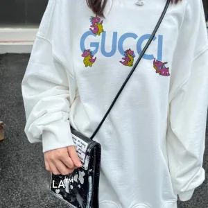 AAA Designer Gucci Hoodie Black Cotton Fleece Autumn