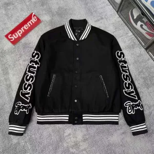 Luxury Designer Stussy Baseball Uniform Red Wool Blend Spring Summer