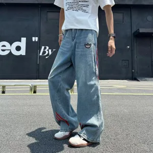 Super Clone Reps Adidas Pants Red Denim Patch