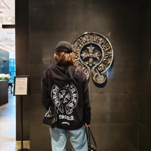 High Quality Chrome Hearts Hoodie Red Double-Sided Fabric Winter