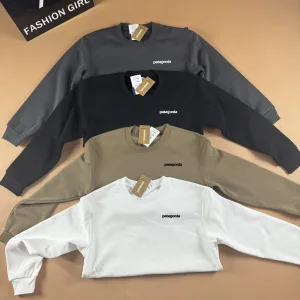 Super Clone Patagonia Sweatshirt Black Cotton Pure Fleece Fabric Simple And Versatile Exquisite Workmanship Suitable For All Body Types Autumn Early
