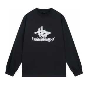 Reps High Quality Balenciaga Long-Sleeved Ash Cotton Pure Ribbed Fabric Embroidery