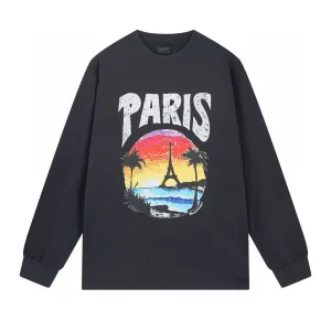 High Quality Reps Balenciaga Long-Sleeved Ash Cotton Pure Ribbed Fabric Embroidery