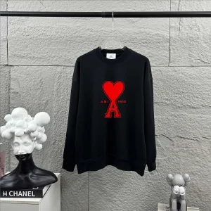 High Quality Designer Ami Long-Sleeved Red Autumn Winter Early