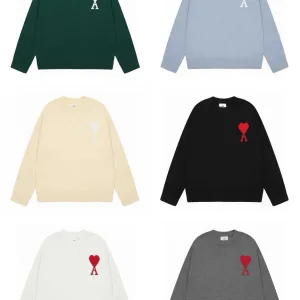 Reps Super Clone Ami Sweater Red Cotton Wool Blend Polyester Jacquard