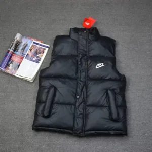 High Quality Nike Jacket Red Cotton Down Easy To Match Autumn Winter Slim Fit Side Pockets