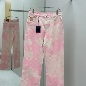Super Clone AAA Louis Vuitton Jeans Red Cotton Twill Suede Denim Spring Summer Enzyme Washing