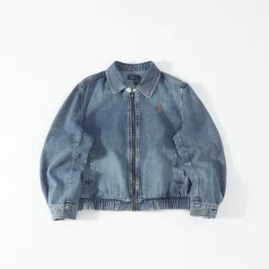 Designer Ralph Lauren Jacket Blue Cotton Denim All-Day Comfort Clean Lines Slim Fit