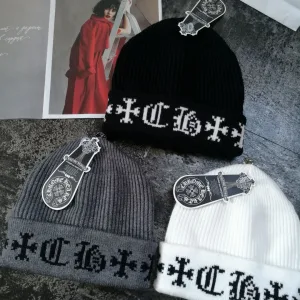 Super Clone Chrome Hearts Wool Hat Ash Jacquard Winter