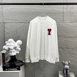 Designer Luxury Ami Long-Sleeved Red Autumn Winter Early