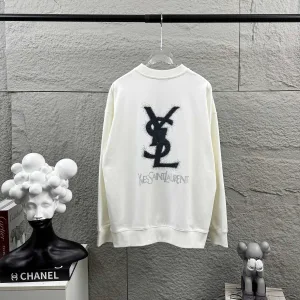 High Quality Luxury Saint Laurent Long-Sleeved Black Autumn Winter Early Embroidery