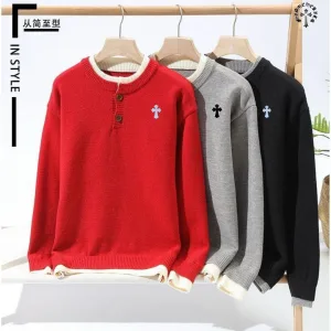 Designer AAA Chrome Hearts Sweater Red Knitted Fabric