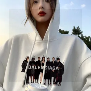 High Quality Balenciaga Hoodie Red Cotton Fleece Fabric