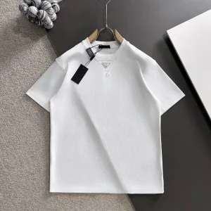 Designer High Quality Prada Short Sleeves Ash Cotton Pure Spring Autumn