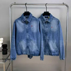 Luxury Ralph Lauren Long-Sleeved Shirt Red Denim Spring Autumn Embroidery