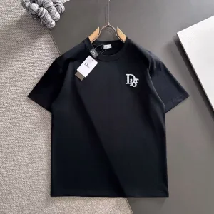Luxury Dior Short Sleeves Black Cotton Pure Wool Spring Autumn Embroidery