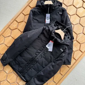 Reps Luxury Helly Hansen Coat Red Goose Down Waterproof Tape Zippered Pocket Windproof Cuffs