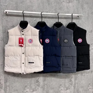 Designer Luxury Canada Goose Vest Red Cotton Wool Down Street Style Winter Embroidery Zippered Pocket