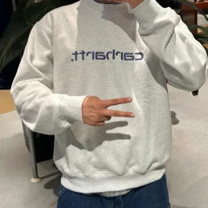AAA Carhartt Sweatshirt Red Fleece Coral Fabric Exquisite Workmanship Street Style Autumn Winter