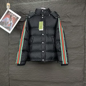 AAA Gucci Coat Red Duck Down Polyester Nylon Spandex Jacquard Fabric Windproof Cuffs