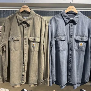 High Quality Super Clone Carhartt Shirt Red Denim Relaxed Fit Autumn Winter