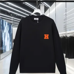 Super Clone High Quality Hermes Long-Sleeved Shirts Red Wool Blend Mesh Spring Summer