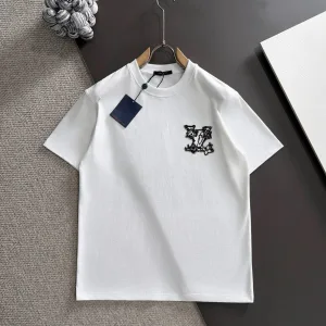 Reps Designer Louis Vuitton Short Sleeves White Cotton Pure Wool Spring Autumn Embroidery