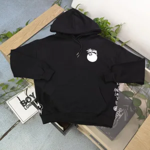High Quality Reps Stussy Hoodie Black Cotton Pure Fleece Fabric