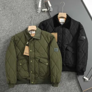 Reps Burberry Cotton-Padded Coat Green Down Delicate And Soft To The Touch